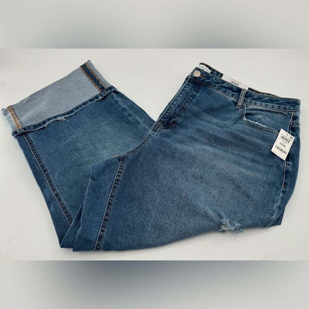 And Now This High Cuff Jean Size 22W Ultra High Rise Cropped Medium Wash NEW